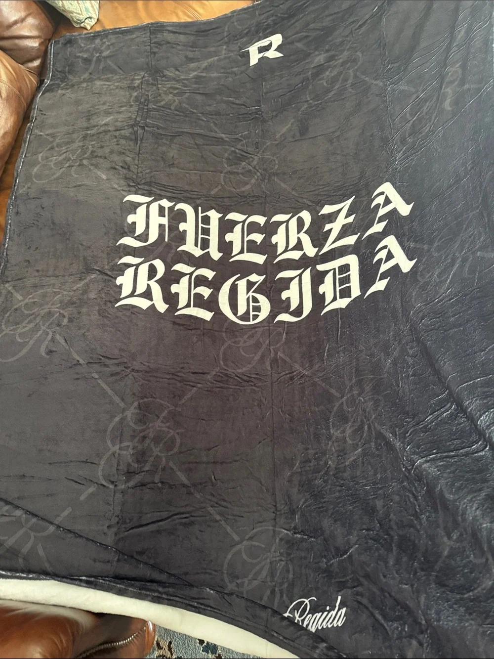 Fuerza Regida Black Plush Throw Blanket - Branded Home Bedding